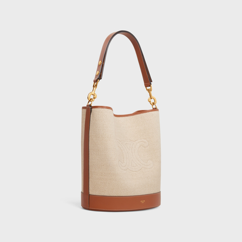 SAILOR BUCKET CUIR TRIOMPHE IN TEXTILE AND CALFSKIN NATURAL / TAN - Image 2